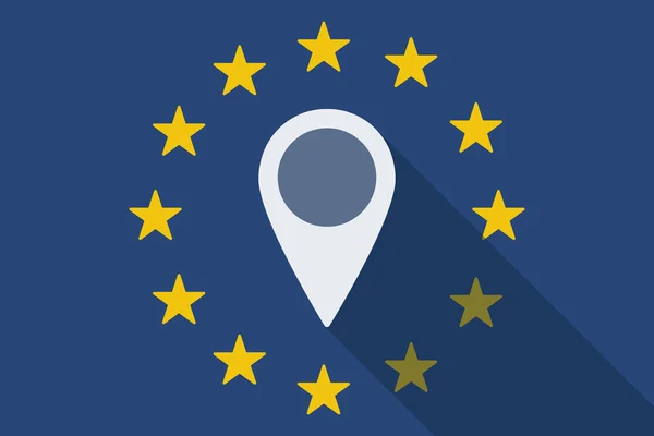 Σημαία της Ευρωπαϊκής Ένωσης πολύ σκιά με ένα χάρτη επιλογής — Διανυσματικό Αρχείο