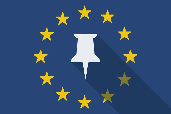 Ilustração de uma bandeira de longa sombra da União Europeia com uma tachinha — Wektor stockowy