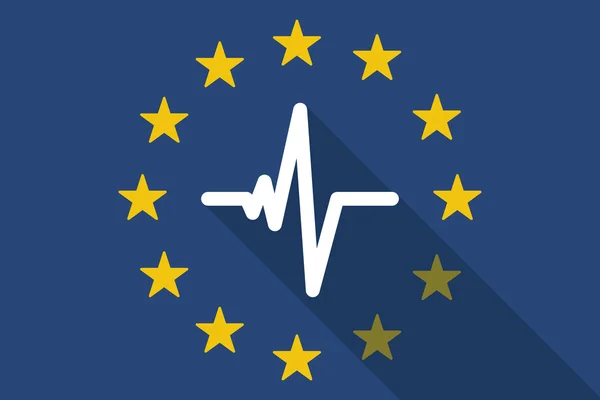 Europeiska unionens långa skugga flagga med ett hjärta slå tecken — Stock vektor