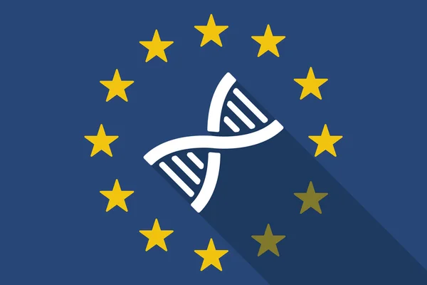 Europeiska unionens långa skugga flagga med en dna som — Stock vektor