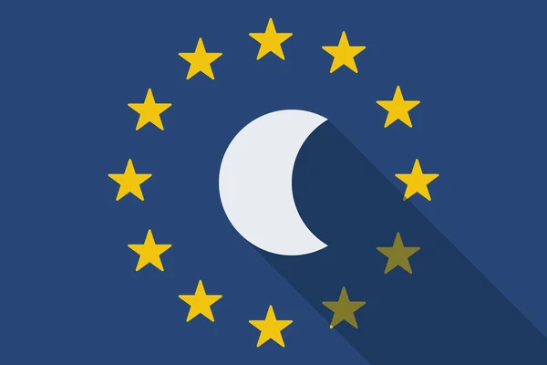 Flaga Unii Europejskiej długi cień z księżyca — Wektor stockowy