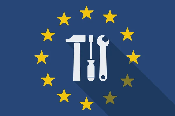 Прапор Європейського Союзу довгу тінь з набір інструментів — стоковий вектор