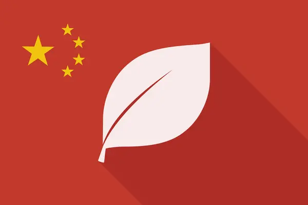 China lange schaduw vlag met een blad — Stockvector