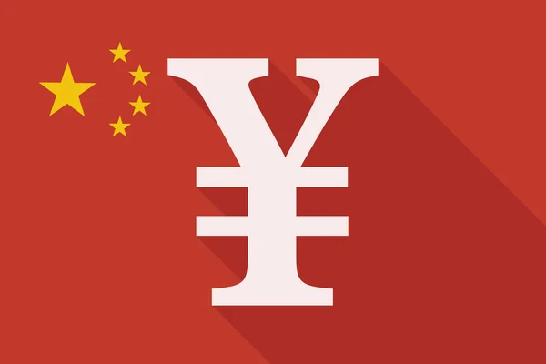 Bandera de sombra larga de China con un signo de yen — Vector de stock