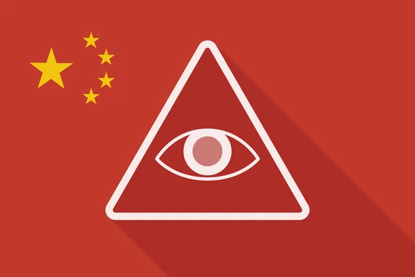 Kina lang skygge flag med en all seeing øje – Stock-vektor