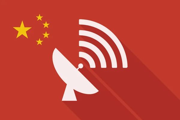 Длинный теневой флаг Китая со спутниковой антенной — стоковый вектор