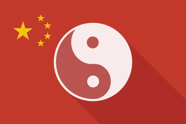 China long shadow flag with a ying yang — Stock Vector