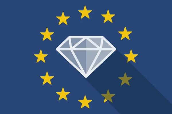 Прапор Європейського Союзу довгу тінь з діамантом — стоковий вектор