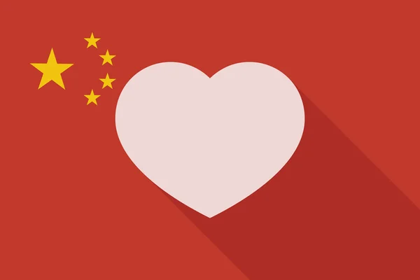 Cina lunga bandiera ombra con un cuore — Vettoriale Stock