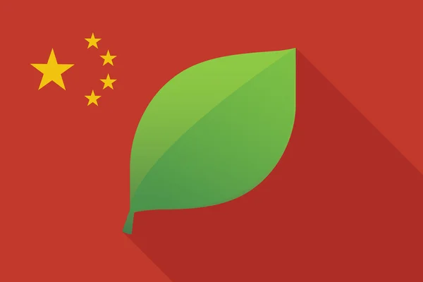 China lange schaduw vlag met een blad — Stockvector