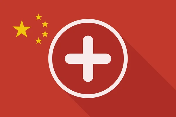 Bandera de sombra larga de China con un signo de suma — Vector de stock