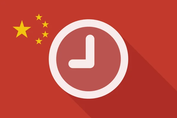 China lange schaduw vlag met een klok — Stockvector