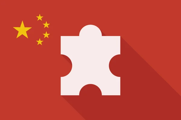 China bandeira de sombra longa com uma peça de quebra-cabeça — Vetor de Stock