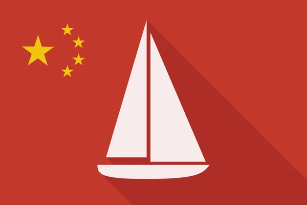 Çin uzun gölge bayrak bir gemi ile — Stok Vektör