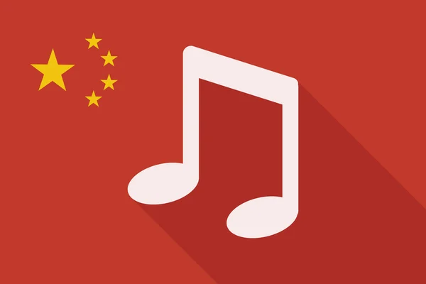 China lange schaduw vlag met een opmerking muziek — Stockvector