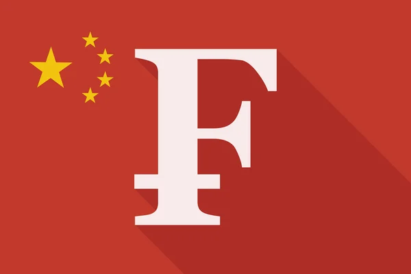 Chine drapeau ombre long avec un signe franc suisse — Image vectorielle