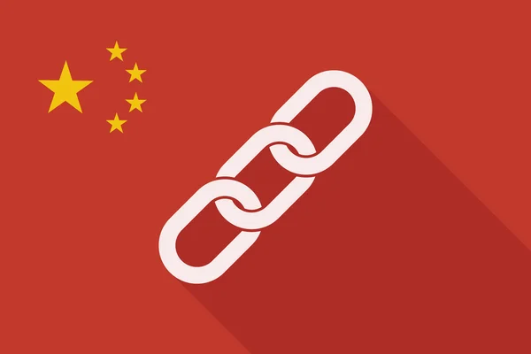 Chine drapeau ombre longue avec une chaîne — Image vectorielle