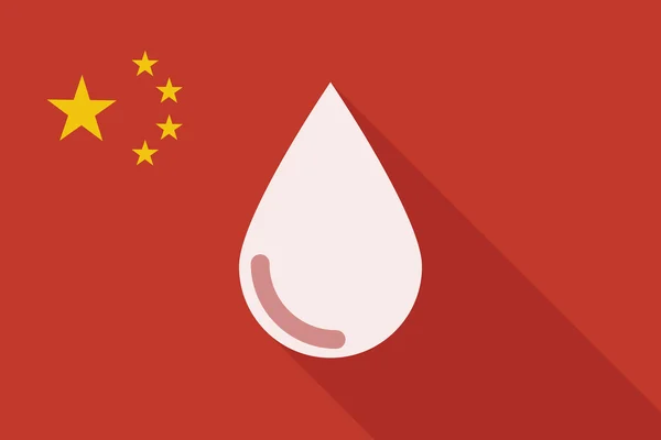 China lange Schatten Flagge mit einem Blutstropfen — Stockvektor