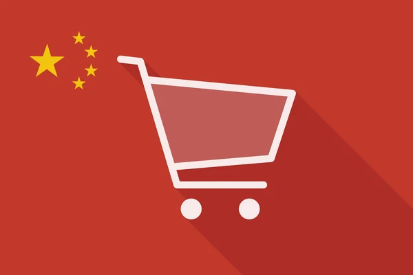 China lange schaduw vlag met een winkelwagentje — Stockvector