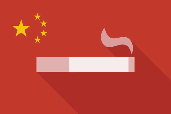 Chiny długi cień bandery z papierosem — Wektor stockowy