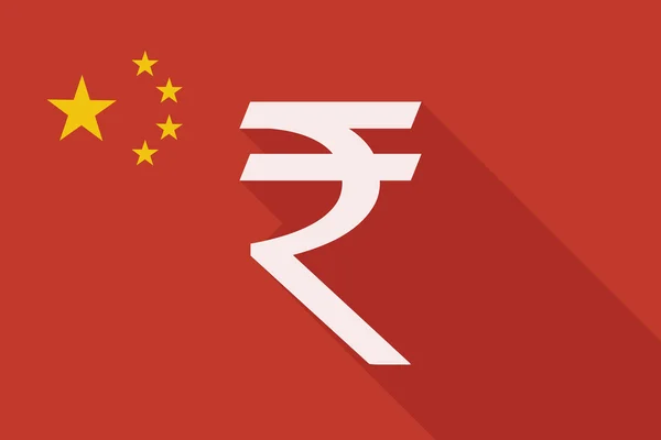 China lange schaduw vlag met een teken rupee — Stockvector