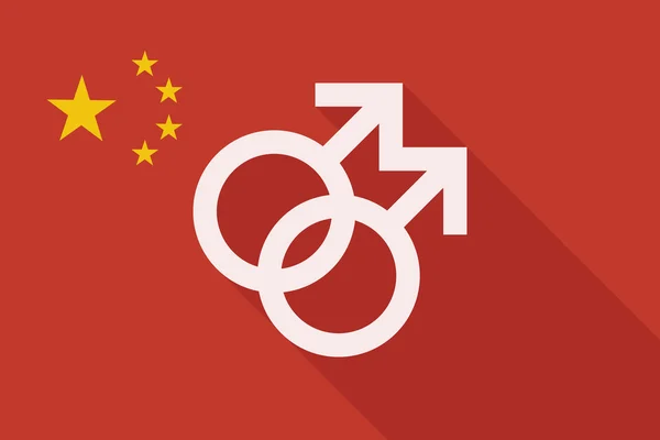 China long shadow flag with a gay sign — Stock Vector