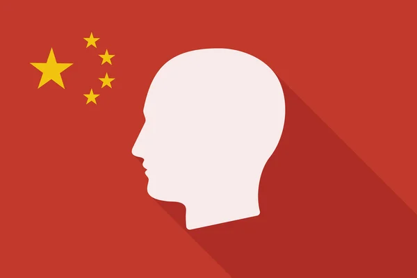 Длинный теневой флаг Китая с головой мужчины — стоковый вектор