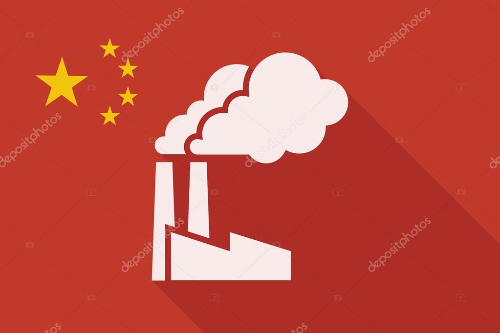 China long shadow flag with a factory