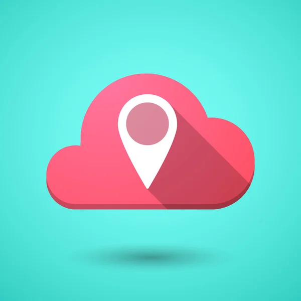 Icono de nube con una marca de mapa — Vector de stock