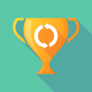 Long shadow trophy icon with a recycle sign