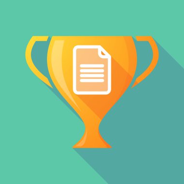 Long shadow trophy icon with a document