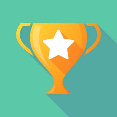 Long shadow trophy icon with a star