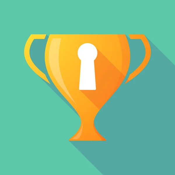 Long shadow trophy icon with a key hole — Stockvector