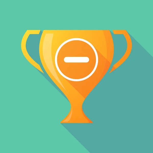 Long shadow trophy icon with a subtraction sign — Stok Vektör