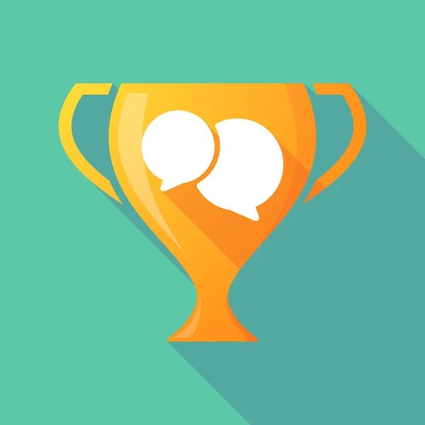 Long shadow trophy icon with a comic balloon — Stockvector