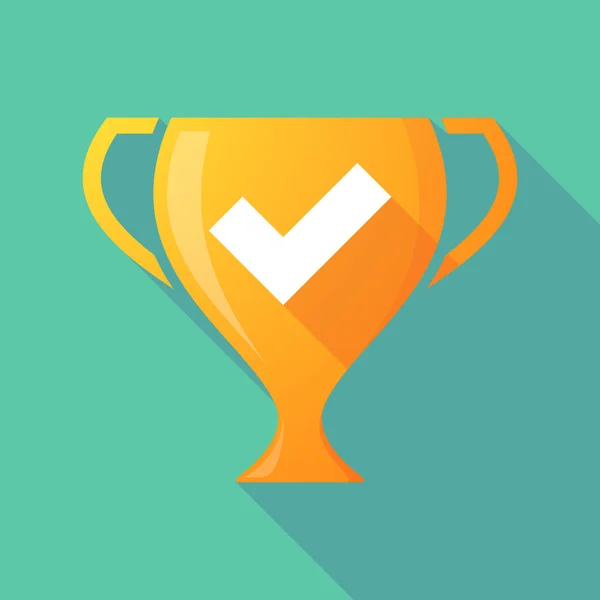Long shadow trophy icon with a check mark — 图库矢量图片