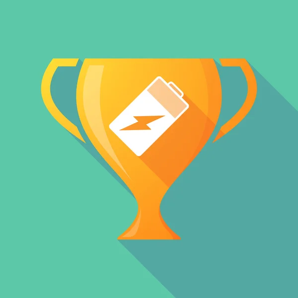 Long shadow trophy icon with a battery — 图库矢量图片