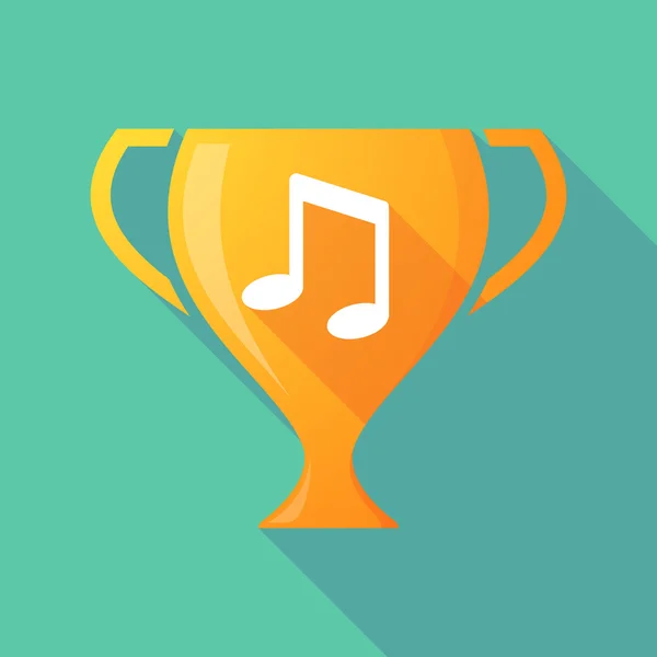 Long shadow trophy icon with a note music — 图库矢量图片