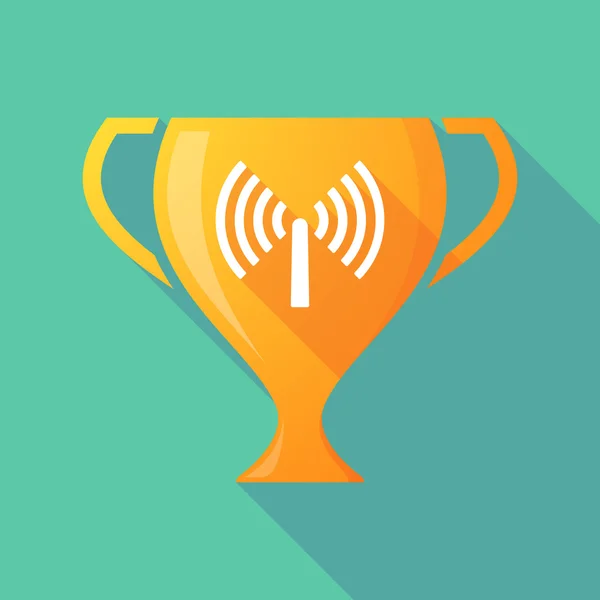 Long shadow trophy icon with an antenna — Stock vektor