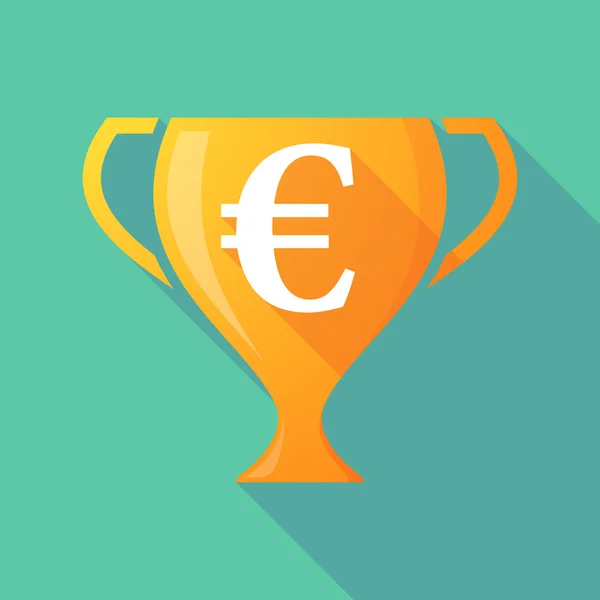 Icona trofeo lunga ombra con un segno di euro — Vettoriale Stock
