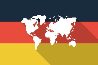 Germany long shadow flag with a world map