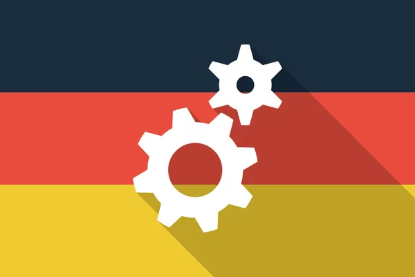 Germany long shadow flag with gears — 图库矢量图片