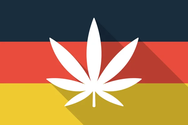 Germany long shadow flag with a marijuana leaf — Stockvector