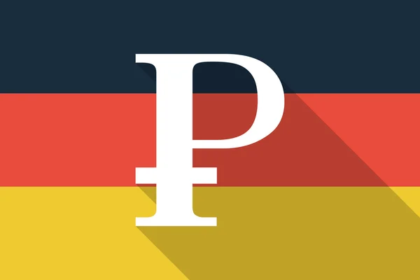 Bandera de sombra larga de Alemania con un signo de rublo — Archivo Imágenes Vectoriales