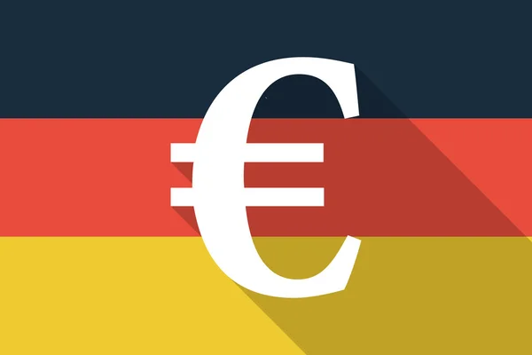 Jerman bendera bayangan panjang dengan tanda euro - Stok Vektor