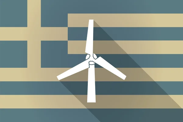 Griechenland lange Schattenfahne mit Windgenerator — Stockvektor