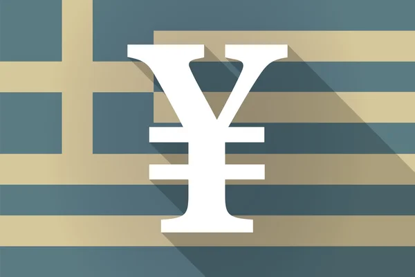 Greece  long shadow flag with a yen sign — Stock Vector