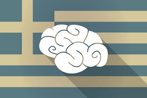 Grèce drapeau ombre long avec un cerveau — Image vectorielle