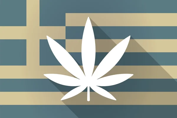 Greece  long shadow flag with a marijuana leaf — Stockvector