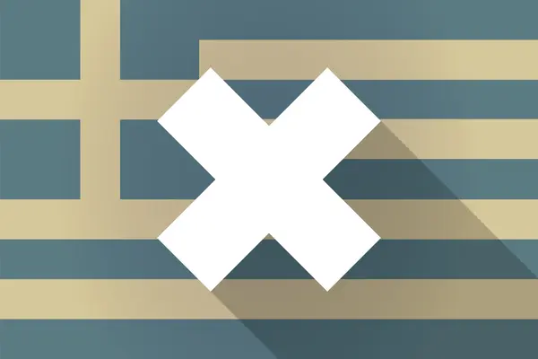 Greece long shadow flag with an x dsign — Stock Vector